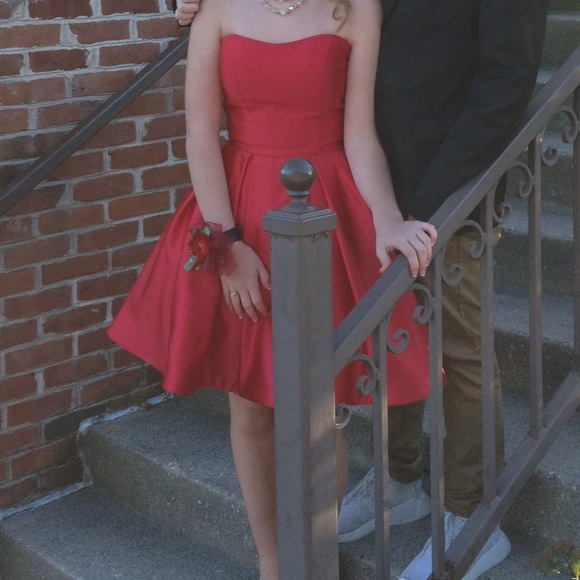 Short Red Satin Homecoming Dress! - Picture 8 of 8